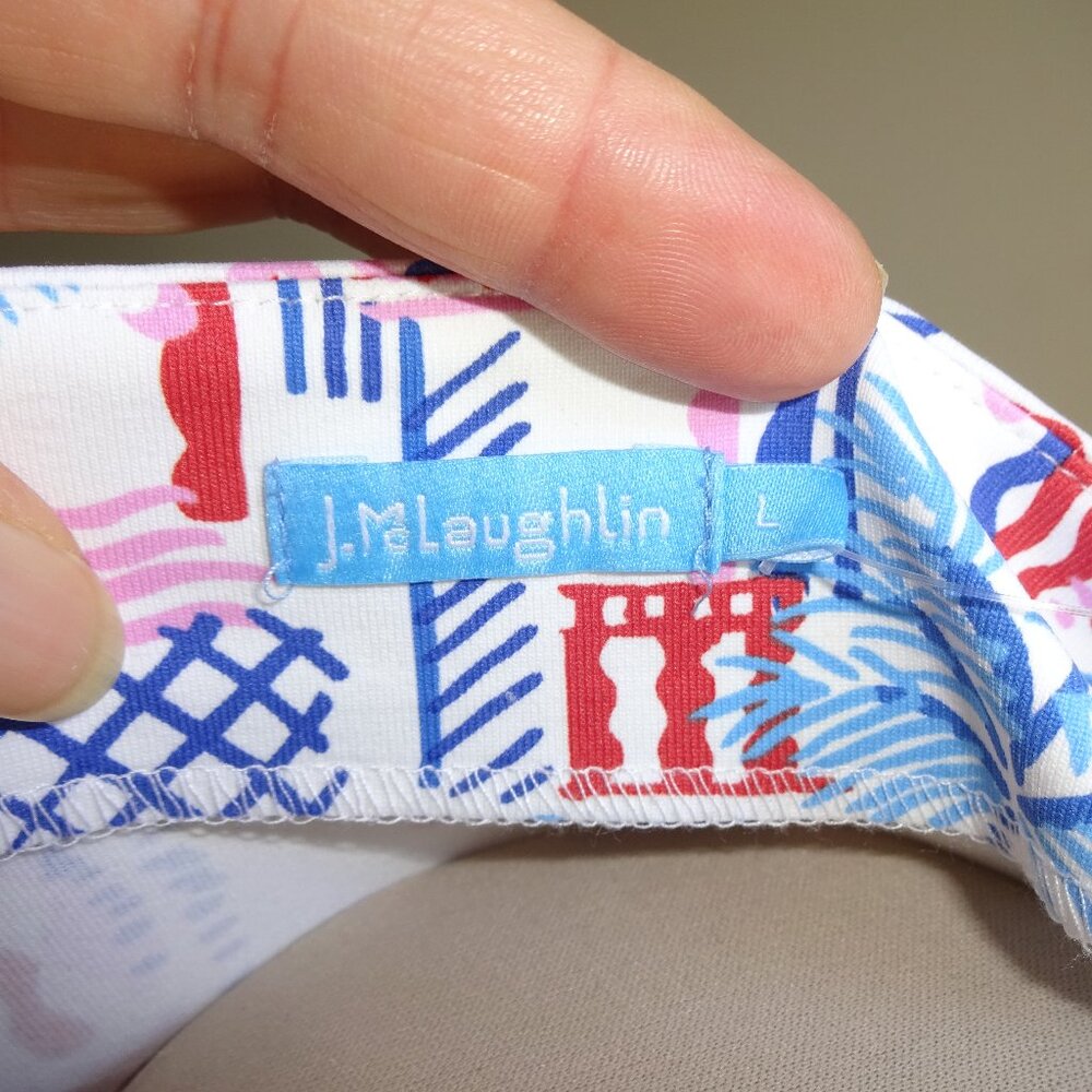 NWT New Womens J McLaughlin Wavesong Top Shirt L White Blue Red Casa Pamera - Picture 6 of 7